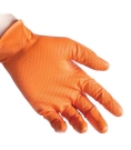 Immagine 3 di Guanti in nitrile arancioni reflexx n85 senza polvere full grip da 50 Pezzi gr. 8,4 ultra resistente