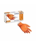 Immagine 1 di Guanti in nitrile arancioni reflexx n85 senza polvere full grip da 50 Pezzi gr. 8,4 ultra resistente