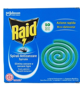 Raid Spirali Antizanzare con Supporto Metallico 10 Pezzi