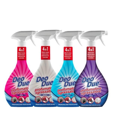 Immagine 1 di Deodue Profumatore Sgrassatore 4 Flaconi da 600 ml, fragranze miste, Azzurro Bianco Rosa e Viola