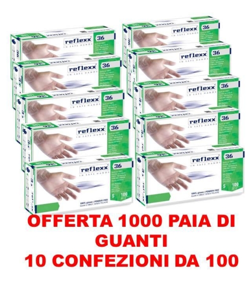 Immagine 1 di Guanti in Vinile Reflexx 36 – 1000 Pezzi – Senza Polvere – Uso Professionale