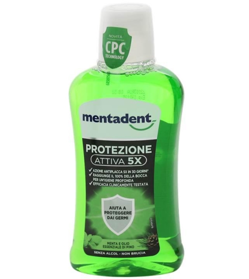Immagine 1 di Mentadent Collutorio Protezione Attiva 5X Menta e Pino Senza Alcol 400 ML