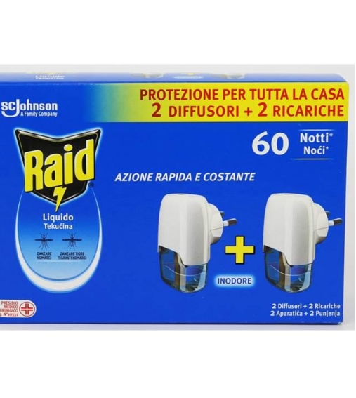 Immagine 0 di Raid Insetticida 2 Diffusori + 2 Ricariche Liquide 60 Notti