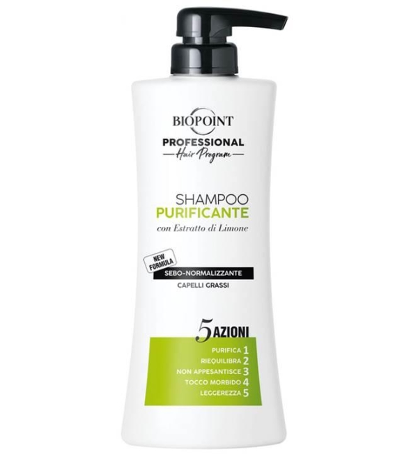 Biopoint Professional Shampoo Purificante Sebo Normalizzante 5 Azioni Capelli Grassi 400 ML