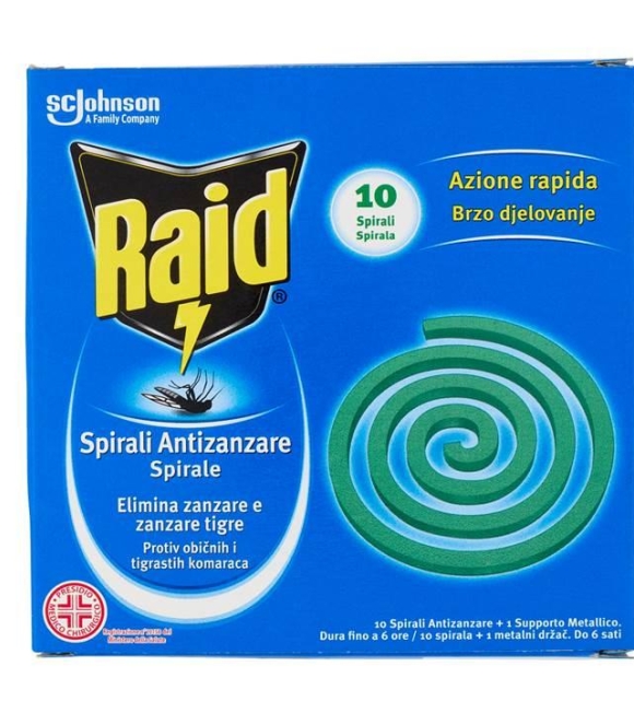 Raid Spirali Antizanzare con Supporto Metallico 10 Pezzi